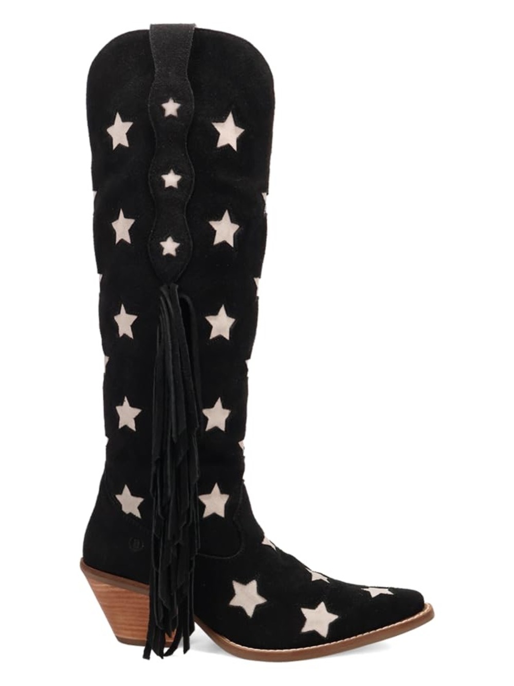 Dingo Women's Black Star Suede Knee-High Western Boots